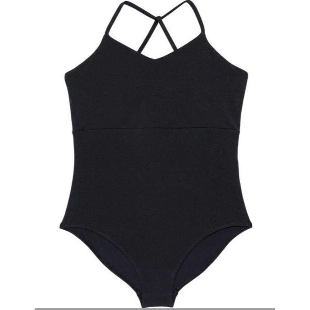 Under Armour Motion Leotard Girls L Black Strap Sleeve Shelf Bra MSRP $50
